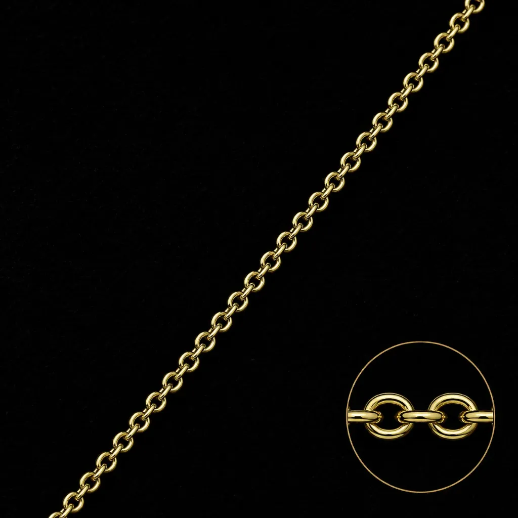 [Doré à l'or Jaune ~3µ - Chaîne forçat facettée ovale 1,3mm fil 0,4mm] chaine forcat 18k